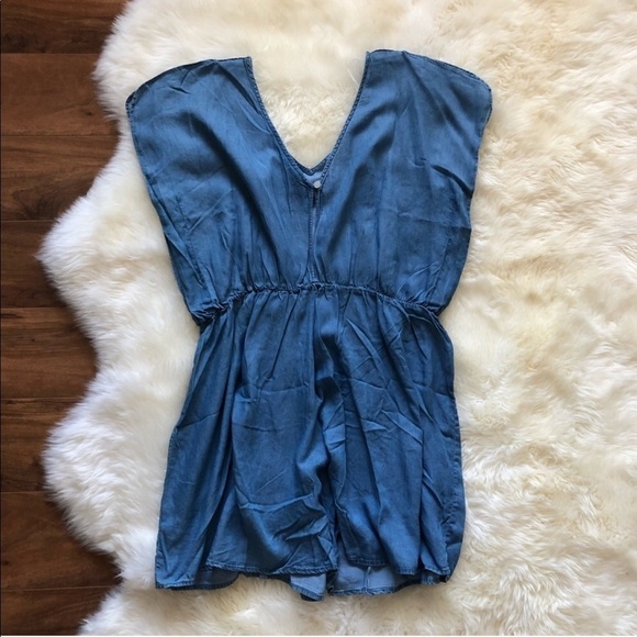 Chambray Sleeveless Ruffle Romper Plus Size 2X - Picture 6 of 6